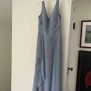 Azazie Blue V-neck Sleeveless Maxi Gown